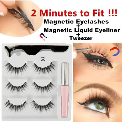 3 pairsLot 5 Magnet Mink Eyelashes Natural Magnetic Liquid Eyeliner & Magnetic False Eyelashes & Tweezer Set Tool
3 pairsLot 5 Magnet Mink Eyelashes Natural Magnetic Liquid Eyeliner & Magnetic False Eyelashes & Tweezer Set Tool