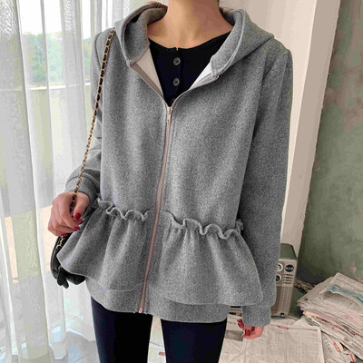 Gobestart Women Solid Outerwear Ruffle Pleated Jacket Zipper Long Sleeve Hooded Coats
Gobestart Women Solid Outerwear Ruffle Pleated Jacket Zipper Long Sleeve Hooded Coats