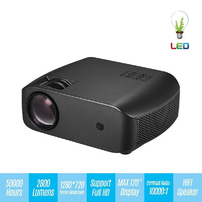 Portable LED Video Projector Home Theater Projector 50000 Hours 2800 Lumen Lamps Life 100001 Contrast Ratio Support 1080P Full Co
Portable LED Video Projector Home Theater Projector 50000 Hours 2800 Lumen Lamps Life 100001 Contrast Ratio Support 1080P Full Co