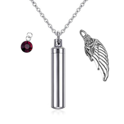 Cremation Jewelry Urn Necklace for Ashes with Angel Wing Charm & Cylinder Eternity Stainless Steel
Cremation Jewelry Urn Necklace for Ashes with Angel Wing Charm & Cylinder Eternity Stainless Steel