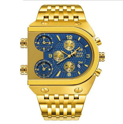 Top Brand Men 3 Times Zone Quartz Watches Square male Military sports watch Luxury Gold Stainless Steel clock
Top Brand Men 3 Times Zone Quartz Watches Square male Military sports watch Luxury Gold Stainless Steel clock