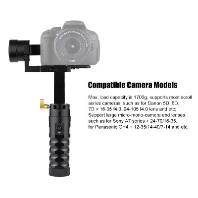 AFI VS-3SD 3-Axis Handheld Gimbal Brushless Gyro Camera Stablizer 360° Panning Angle for Canon 5D 6D 7D for Sony A7 A7II A7R A7R2
AFI VS-3SD 3-Axis Handheld Gimbal Brushless Gyro Camera Stablizer 360° Panning Angle for Canon 5D 6D 7D for Sony A7 A7II A7R A7R2