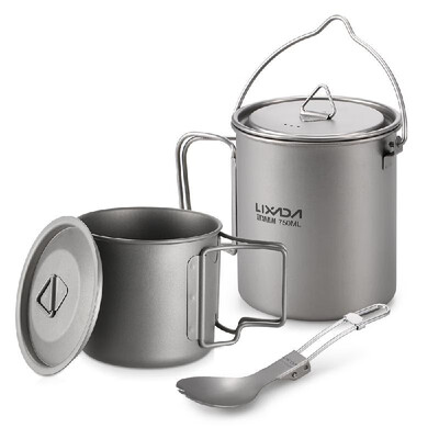 Lixada Lightweight Titanium 3 Pieces Set Titanium 750ml Pot 350ml Water Cup Mug with Lid Collapsible Handle Folding Spork for Outd
Lixada Lightweight Titanium 3 Pieces Set Titanium 750ml Pot 350ml Water Cup Mug with Lid Collapsible Handle Folding Spork for Outd