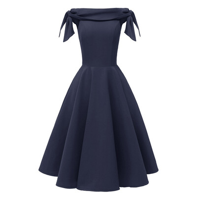 Lace up Off shoulder Party Dress Women Clothes Vintage Evening Short Sleeve Midi A-Line Solid Slash Neck Dress
Lace up Off shoulder Party Dress Women Clothes Vintage Evening Short Sleeve Midi A-Line Solid Slash Neck Dress