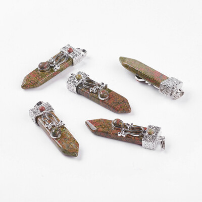 Natural Unakite Big Pendants with Alloy Findings Arrow Platinum 5658x16x10mm Hole 5x7mm
Natural Unakite Big Pendants with Alloy Findings Arrow Platinum 5658x16x10mm Hole 5x7mm