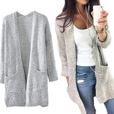 Women Fashion Cotton Blend Long Sleeve Oversized Loose Knitted Sweater Jumper Cardigan Outwear Coat Gray
Women Fashion Cotton Blend Long Sleeve Oversized Loose Knitted Sweater Jumper Cardigan Outwear Coat Gray