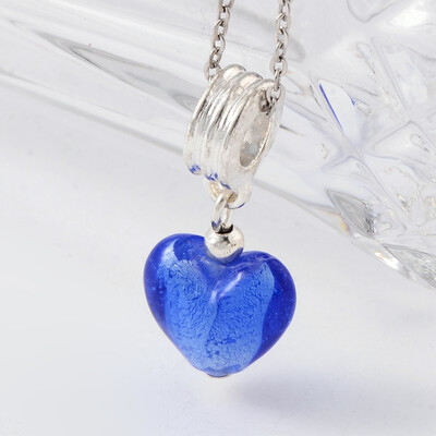 Heart Handmade Silver Foil Lampwork European Dangle Beads with Silver Tone Alloy Findings&Iron Spacer Beads Blue 28x12mm
Heart Handmade Silver Foil Lampwork European Dangle Beads with Silver Tone Alloy Findings&Iron Spacer Beads Blue 28x12mm