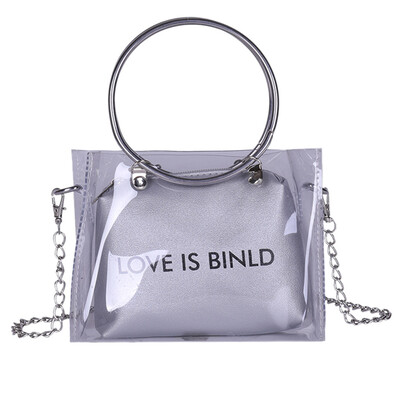 Women Fashion Handbag PVC Transparent Women Shoulder Bag Metallic Ring Tote Beach Travel Chain Messenger Bags T10
Women Fashion Handbag PVC Transparent Women Shoulder Bag Metallic Ring Tote Beach Travel Chain Messenger Bags T10