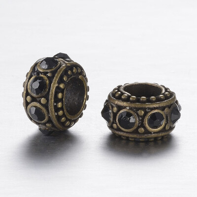 Alloy European Beads with Rhinestone Large Hole Beads Rondelle Jet 10115x6mm Hole 5mm
Alloy European Beads with Rhinestone Large Hole Beads Rondelle Jet 10115x6mm Hole 5mm