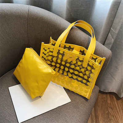 Tailored Women Transparent Jelly Bag Tote Bag Summer Wave Point Shoulder Bag Set 2pcs
Tailored Women Transparent Jelly Bag Tote Bag Summer Wave Point Shoulder Bag Set 2pcs