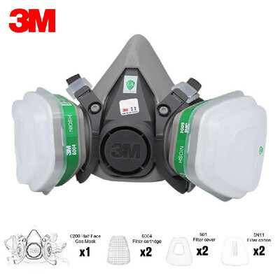 3M 6200 Half Face Gas Mask Respirator with 2Pcs Multi Acid Gas & Organic Vapor Filter Cartridge Filter Cotton Filter Cover
3M 6200 Half Face Gas Mask Respirator with 2Pcs Multi Acid Gas & Organic Vapor Filter Cartridge Filter Cotton Filter Cover