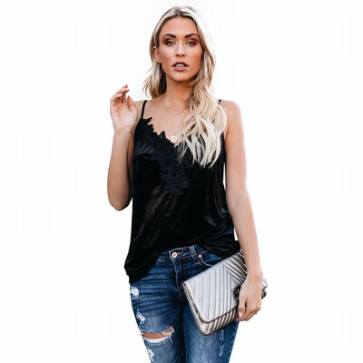 Vest womens T-shirt velvet V-neck sleeveless print top
Vest womens T-shirt velvet V-neck sleeveless print top