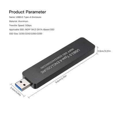 USB30 Type-A NGFFM2 SSD Enclosure 5Gbps Faster Data Transfer Portable External Solid State Drive Support 2230224222602280
USB30 Type-A NGFFM2 SSD Enclosure 5Gbps Faster Data Transfer Portable External Solid State Drive Support 2230224222602280