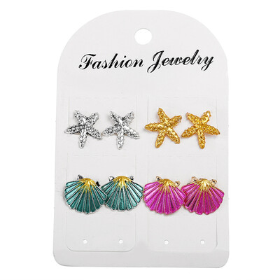 4 Pairs Women Girls Sea Shell Earrings Female Girls Alloy Starfish Stud Earrings Jewelry Set
4 Pairs Women Girls Sea Shell Earrings Female Girls Alloy Starfish Stud Earrings Jewelry Set