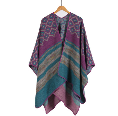 Womens new big diamond color strip shawl high-end womens double-sided wear out travel cloak WISH hot sale
Womens new big diamond color strip shawl high-end womens double-sided wear out travel cloak WISH hot sale