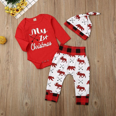 Xmas 3Pcs Clohes for Newborn Baby Girls Boys Outfits My 1st Christmas Red Long Sleeve Romper Tops Plaid Pants Hat 0-18M
Xmas 3Pcs Clohes for Newborn Baby Girls Boys Outfits My 1st Christmas Red Long Sleeve Romper Tops Plaid Pants Hat 0-18M