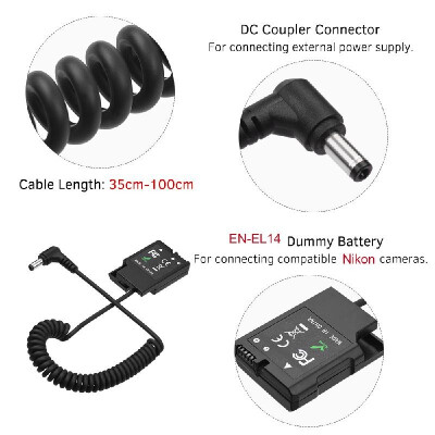 Andoer EP-5A EN-EL14 Dummy Battery Pack DC Coupler Connector Spring Cable Battery Replacement for Nikon D3100 D3200 D3300 D3400 D3
Andoer EP-5A EN-EL14 Dummy Battery Pack DC Coupler Connector Spring Cable Battery Replacement for Nikon D3100 D3200 D3300 D3400 D3