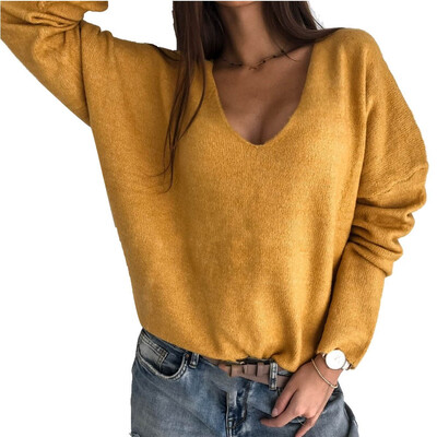 2019 Autumn Women Fashion Simple Temperament Candy colors Deep V-neck Long sleeve Pullover
2019 Autumn Women Fashion Simple Temperament Candy colors Deep V-neck Long sleeve Pullover