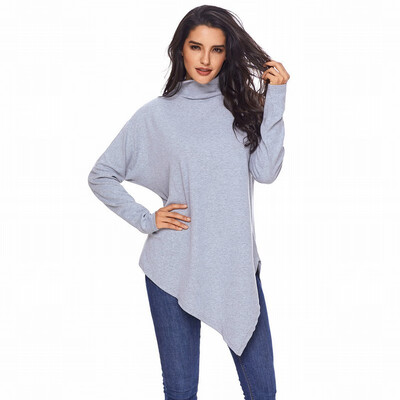 High-neck long-sleeved knit cape sweater solid color casual long-sleeved sweater top
High-neck long-sleeved knit cape sweater solid color casual long-sleeved sweater top
