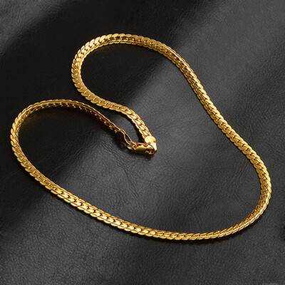 Gold Plated Mens Womens 5mm Necklace Polished Snake Chain Link Luxury Jewelry