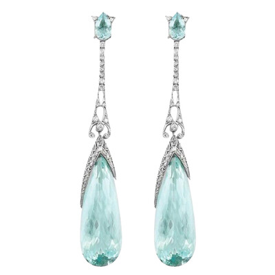 Natural Gemstone Aquamarine Stud Earrings Bride Wedding Engagement Fine Jewelry Creative