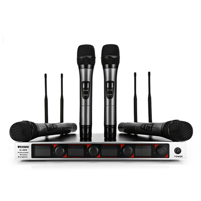 WEISRE U - 400 Professional 220 - 270MHz VHF Wireless Handheld 4-channel Transmitter Mic Set
WEISRE U - 400 Professional 220 - 270MHz VHF Wireless Handheld 4-channel Transmitter Mic Set