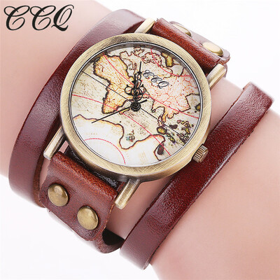 CCQ Brand Fashion Vintage Leather Bracelcet Wrist Watch Casual World Map Pattern Women Quartz Watch Relogio Feminino 533
CCQ Brand Fashion Vintage Leather Bracelcet Wrist Watch Casual World Map Pattern Women Quartz Watch Relogio Feminino 533
