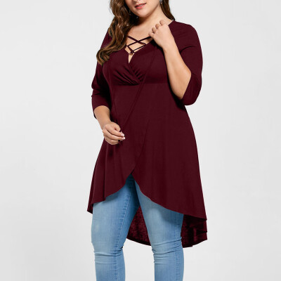 Starmoon Fashion Women Plus Size Solid O-Neck Lace Up Three Quarter Sleeve Top Shirt
Starmoon Fashion Women Plus Size Solid O-Neck Lace Up Three Quarter Sleeve Top Shirt