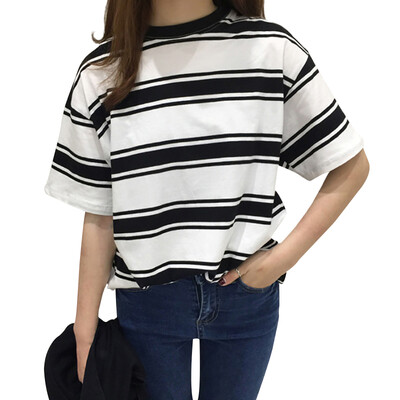 Women T-shirt Summer Clothing Korean Style Ulzzang Harajuku Striped Short Sleeve T-shirts Woman Casual Basic Shirt Top
Women T-shirt Summer Clothing Korean Style Ulzzang Harajuku Striped Short Sleeve T-shirts Woman Casual Basic Shirt Top