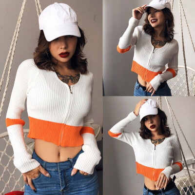 Tailored Women Autumn Long Sleeve Color Splicing Zipper Knitting Pullover Short Blouse
Tailored Women Autumn Long Sleeve Color Splicing Zipper Knitting Pullover Short Blouse