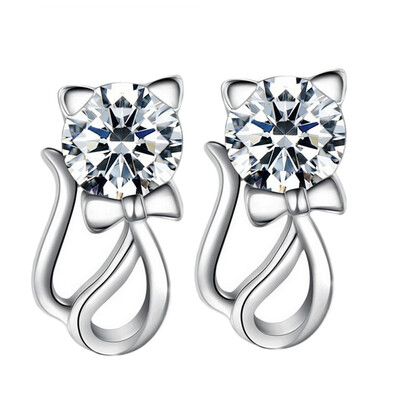 Charm Chic New Cute Animal Cat Earrings 925 Sterling Silver Hollow Diamond Jewelry Hypoallergenic Stud Earrings Silver
Charm Chic New Cute Animal Cat Earrings 925 Sterling Silver Hollow Diamond Jewelry Hypoallergenic Stud Earrings Silver