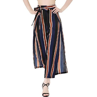Women Wide Legs Cropped Pants Side Slit Contrast Striped Print Back Zipper Flared Loose Casual Trousers
Women Wide Legs Cropped Pants Side Slit Contrast Striped Print Back Zipper Flared Loose Casual Trousers