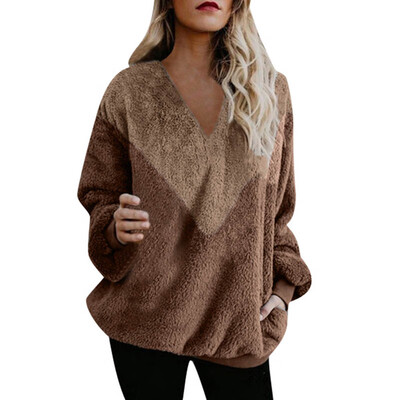 Women Solid Color Loose Hooded Pocket Long-Sleeved Plush Sweater Coat Top Blouse
Women Solid Color Loose Hooded Pocket Long-Sleeved Plush Sweater Coat Top Blouse