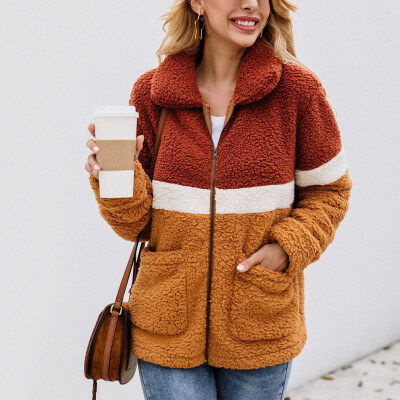 Women Warm Faux Fur Coat Autumn Winter Zipper Coat Turn-down Collar Pocket Casual Outerwear Female Fashion Colorblock Overcoat
Women Warm Faux Fur Coat Autumn Winter Zipper Coat Turn-down Collar Pocket Casual Outerwear Female Fashion Colorblock Overcoat