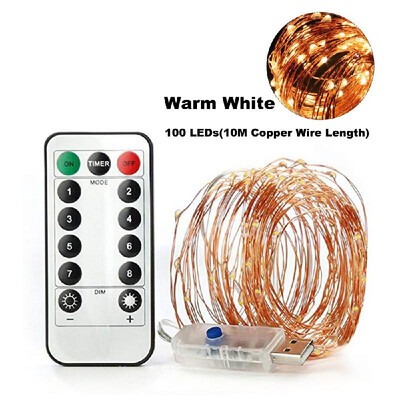 100 LEDs Fairy String Lights 10M328ft USB Copper Wire Lamp Christmas Lights 8 Lighting Modes with Remote Control for Christmas H
100 LEDs Fairy String Lights 10M328ft USB Copper Wire Lamp Christmas Lights 8 Lighting Modes with Remote Control for Christmas H