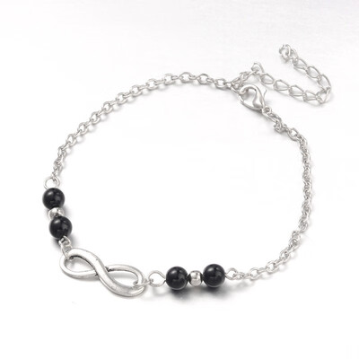 Fashion Tibetan Style Alloy Infinity Anklets with Black Stone Beads Zinc Alloy Lobster Claw Clasps&Iron Chains Antique Silv
Fashion Tibetan Style Alloy Infinity Anklets with Black Stone Beads Zinc Alloy Lobster Claw Clasps&Iron Chains Antique Silv