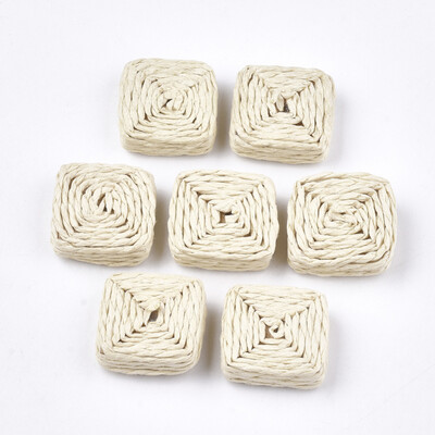 Handmade Woven Beads Paper Imitation Raffia Covered with Wood No HoleUndrilled Square AntiqueWhite 2223x2223x78mm
Handmade Woven Beads Paper Imitation Raffia Covered with Wood No HoleUndrilled Square AntiqueWhite 2223x2223x78mm