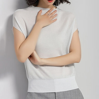 Womens O Neck Solid Short Batwing Sleeve Knitted Ice Silk Slim Pullover T-Shirt
Womens O Neck Solid Short Batwing Sleeve Knitted Ice Silk Slim Pullover T-Shirt