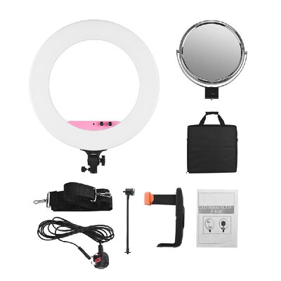 Andoer 18inch LED Video Ring Light Fill-in Lamp Studio Photography Lighting 80W Dimmable 3200K-5800K Bi-color with Mirror Phone
Andoer 18inch LED Video Ring Light Fill-in Lamp Studio Photography Lighting 80W Dimmable 3200K-5800K Bi-color with Mirror Phone