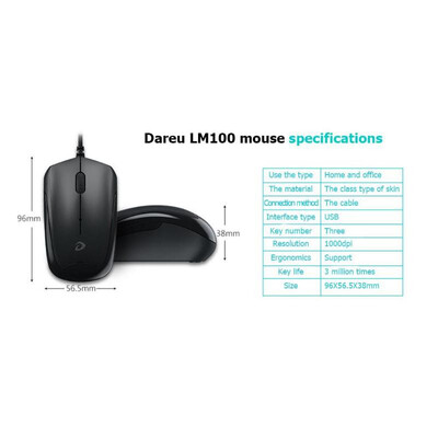DAREU LM100 3 Keys USB Wired 1000DPI Symmetrical Ergonomic Optical Mouse 
DAREU LM100 3 Keys USB Wired 1000DPI Symmetrical Ergonomic Optical Mouse
