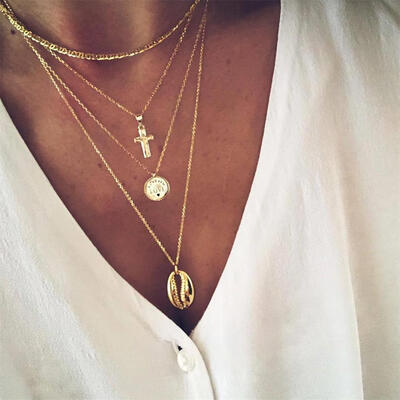 Fashion Lady Necklace Shell Cross Disc Off Letter Love Pendant Multilayer Gold Necklace Set Women Birthday Party Jewelry
Fashion Lady Necklace Shell Cross Disc Off Letter Love Pendant Multilayer Gold Necklace Set Women Birthday Party Jewelry