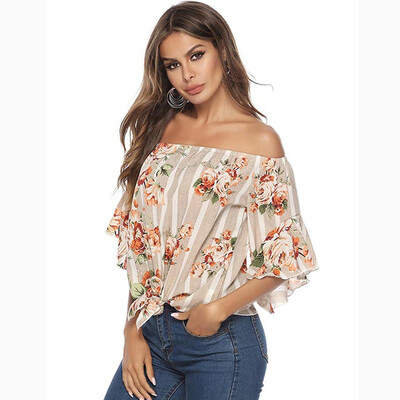 Women Fashion Concise Casual Sweet Flower Printed Strapless Chiffon All-match Shirts
Women Fashion Concise Casual Sweet Flower Printed Strapless Chiffon All-match Shirts