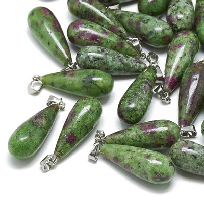 Natural Ruby in Zoisite Pendants with Stainless Steel Snap On Bails Drop 2830x1012mm Hole 6x4mm
Natural Ruby in Zoisite Pendants with Stainless Steel Snap On Bails Drop 2830x1012mm Hole 6x4mm
