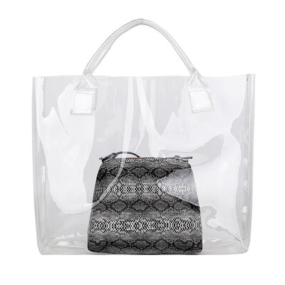 Tailored Womens Fashion Transparent Snake Pattern Handbag Casual Beach Bag Bucket Bag
Tailored Womens Fashion Transparent Snake Pattern Handbag Casual Beach Bag Bucket Bag