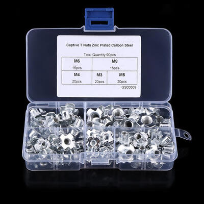 Greensen 90pcs Carbon Steel M3M4M5M6M8 Four Pronged T Nuts Blind Inserts Nut for Wood Furniture
Greensen 90pcs Carbon Steel M3M4M5M6M8 Four Pronged T Nuts Blind Inserts Nut for Wood Furniture