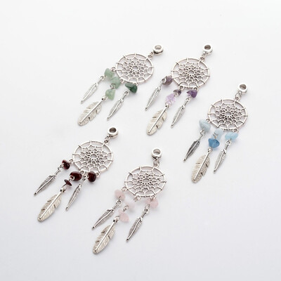 Natural Gemstone European Dangle Beads with Tibetan Style Alloy Findings Dream Catcher Antique Silver 90mm Hole 45mm
Natural Gemstone European Dangle Beads with Tibetan Style Alloy Findings Dream Catcher Antique Silver 90mm Hole 45mm
