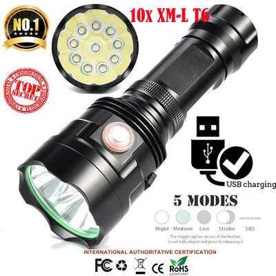 Saidsome 10x XM- T6 LED Flashlight 5 Modes 2665018650 Camping Torch Lamp Light flashlight lamp
Saidsome 10x XM- T6 LED Flashlight 5 Modes 2665018650 Camping Torch Lamp Light flashlight lamp
