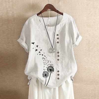 Roseonmyhand Plus Size Women Short Sleeve Cotton Linen O-Neck Print Blouse Top T-Shirt
Roseonmyhand Plus Size Women Short Sleeve Cotton Linen O-Neck Print Blouse Top T-Shirt