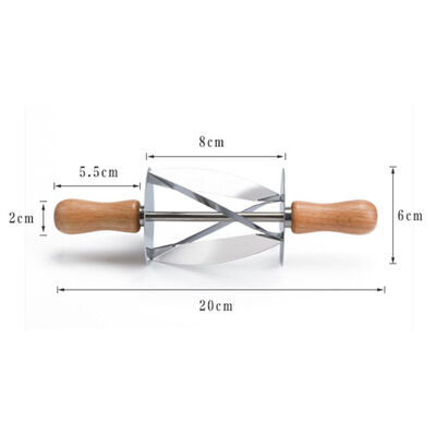 Stainless Steel Rolling Cutter for Making Croissant Bread Wheel Dough Pastry Knife Wooden Handle baking Kitchen Knife
Stainless Steel Rolling Cutter for Making Croissant Bread Wheel Dough Pastry Knife Wooden Handle baking Kitchen Knife