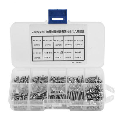 Greensen 280pcs 4-40 Stainless Steel Hex Socket Cap Head Bolts Hex Screw Assortment Kit
Greensen 280pcs 4-40 Stainless Steel Hex Socket Cap Head Bolts Hex Screw Assortment Kit